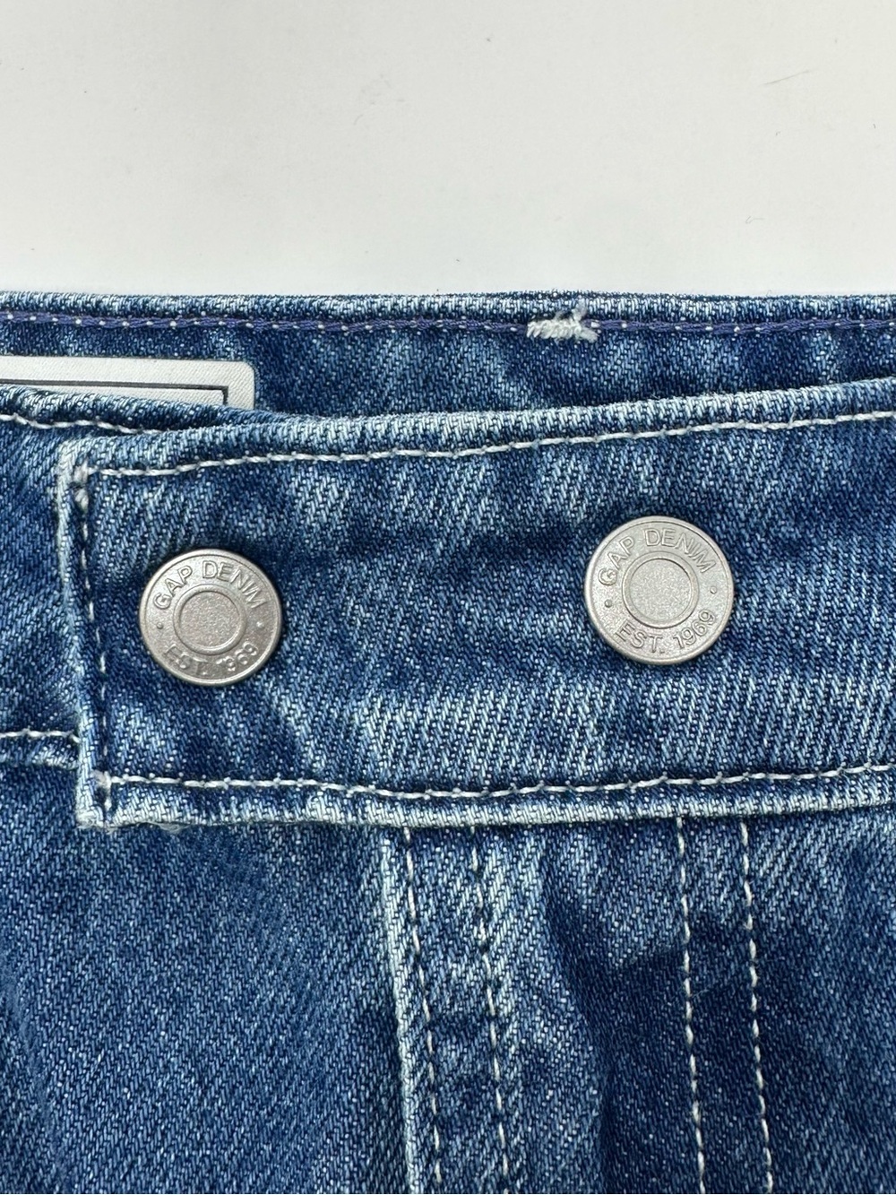 GAP Denim A-line Midi Skirt Size 0 Utility Pocket High Waist Medium Blue Wash - Picture 3 of 15